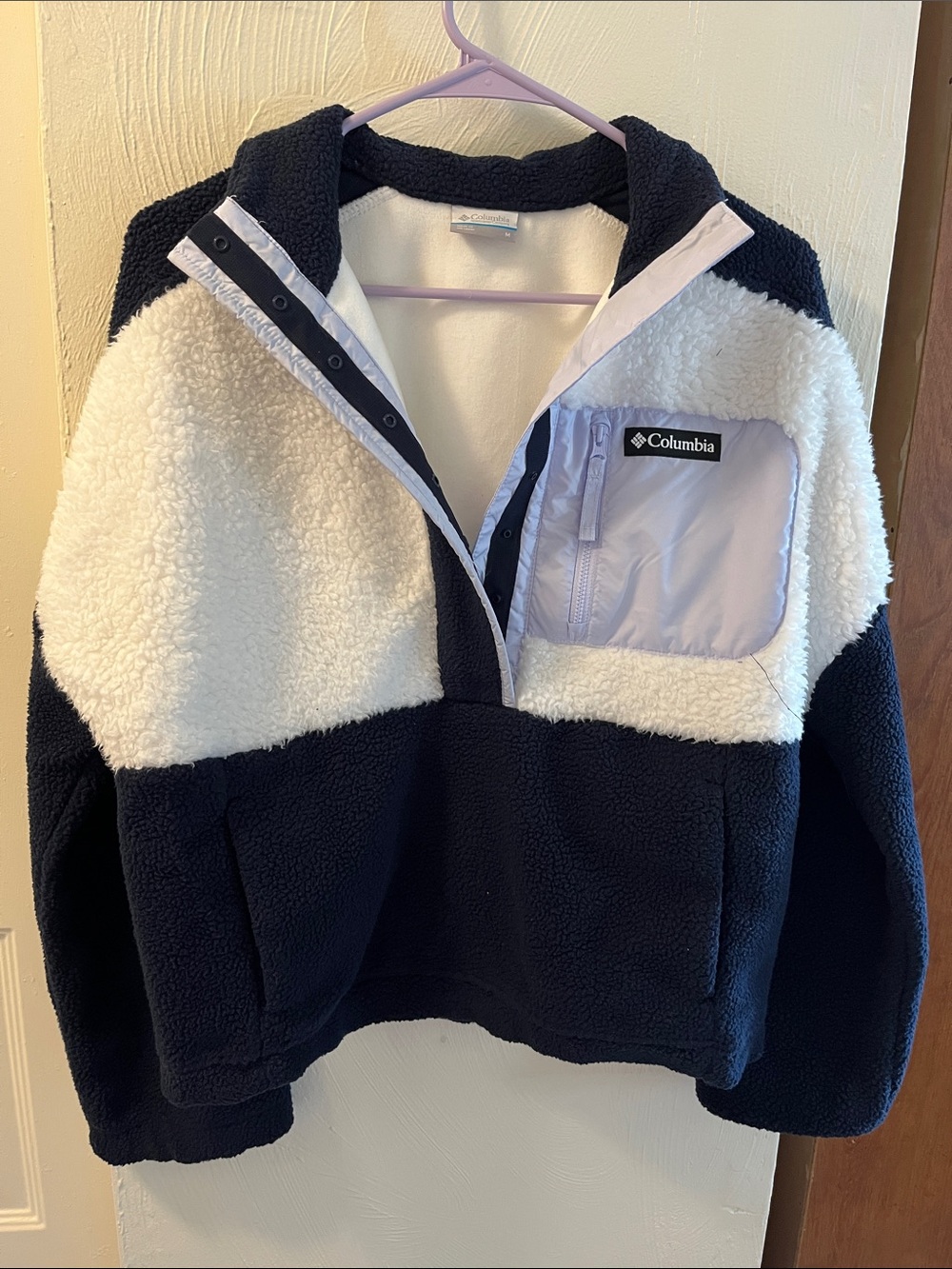 Columbia Kids Navy and White Sherpa Pullover Hoodie